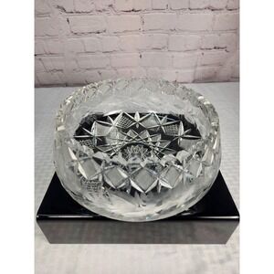 Beyer Germany Large Crystal Cut Bowl VINTAGE 1919 Hobstar ABP Style Sawtooth